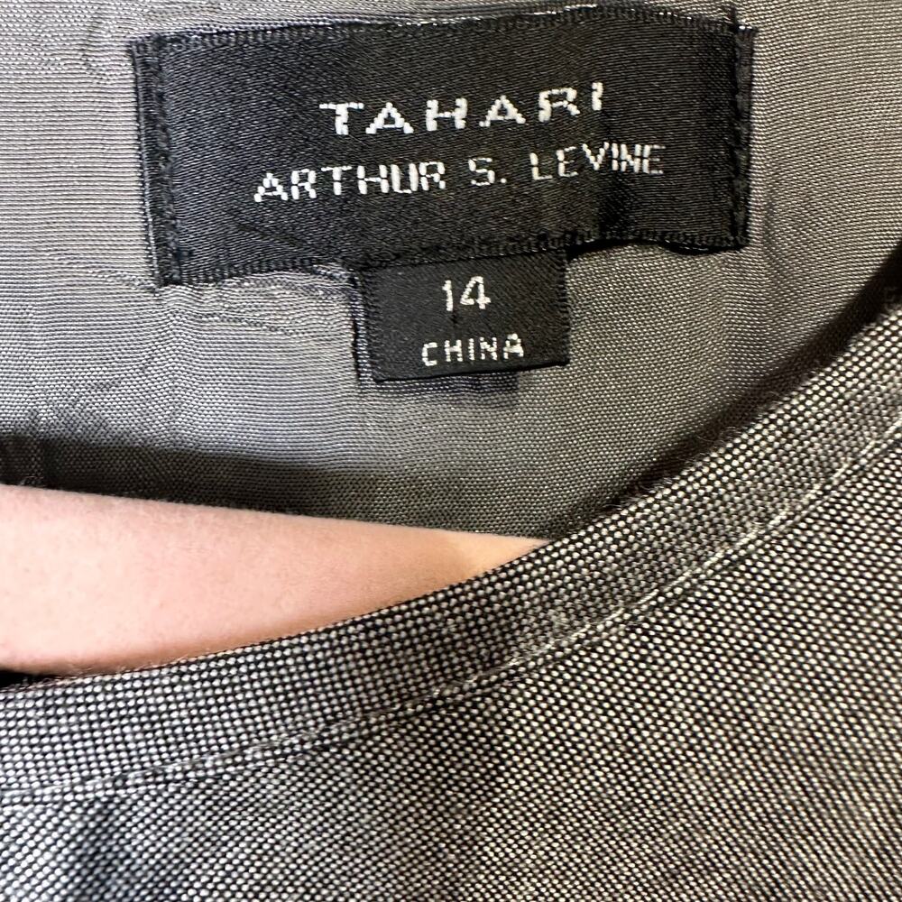 Tahari Arthur S. Levine 14 Fitted Sheath Dress Gray Professional Minimalist - Picture 3 of 7